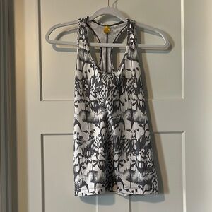 Gray and White Racerback Workout Top